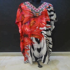 Caftán de poliéster con estampado Digital para mujer, Farasha, Jalabiya - Product Image 1