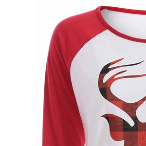 Camiseta personalizada 100% de algodón con cuello redondo de manga larga raglán para mujer, camiseta transpirable informal ecológica de talla grande con bordado de diamantes con lentejuelas - Product Image 3