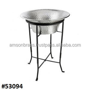 Enfriador de vino de acero inoxidable, enfriador de vino de metal, cubo de hielo con soporte de hierro, nuevo cubo de cobre de lujo con soporte - Product Image 2