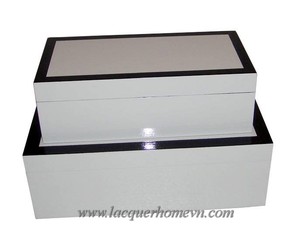 White and black shinny lacquer box , Lacquer decoration boxes - Product Image 1