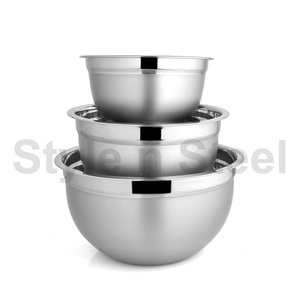 Juego de Tazones para Ensalada Apilables de Acero Inoxidable, Acabado Pulido, Diseño Alemán, 3 Piezas, Precio al por Mayor - Product Image 1