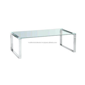 Table à manger en acier inoxydable et en verre - Product Image 1