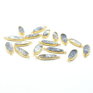 Opale dendritique de forme ovale, argent sterling 925, sertie de pierres, plaqué or, connecteur fait à la main pour la fabrication de bijoux - Product Image 3