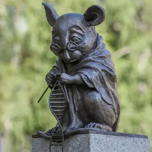 Statuette d'animaux en métal, statue de Rat, souris en Bronze, Sculpture d'extérieur, décoration de jardin