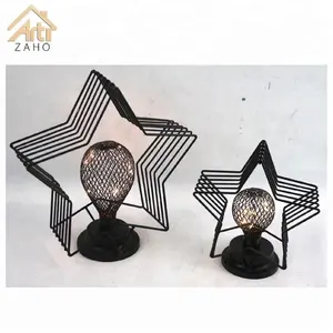 Vendita calda forma di stella decorativo filo di ferro lanterna in metallo