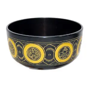 Tigela de canto tibetana moderna e acessível em latão, tigela de chakra tibetana vintage personalizada para meditação, cor preta