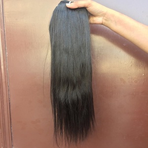 Vente en gros Extensions de cheveux humains vierges Remy indiens droits noirs naturels Double trame échantillon gratuit paquet de cheveux - Product Image 4