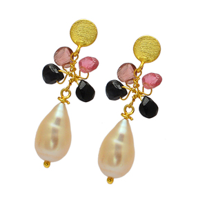 925 <b>Sterling</b> <b>Silver</b> <b>Stud</b> Dangle Gemstone Earrings Gold Plated Jewelry Trendy Fashionable Earring For Wedding Gift For Women. - Product Image 1