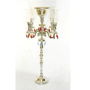 Candelabro de Aluminio Plateado de 5 Luces Hecho a Mano para Bodas y Fiestas, Centro de Mesa Metálico Decorativo, Modelo TVAKM 4627 - Product Image 4