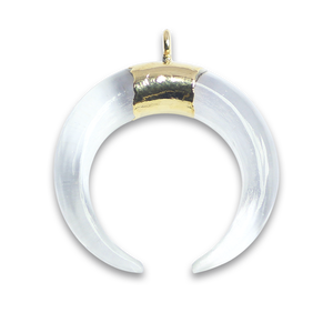 Pendentif celtique en forme de croissant de lune en pierre Monalisa, incrustation de lunette en plaqué or et rhodium pour les fêtes - Product Image 5