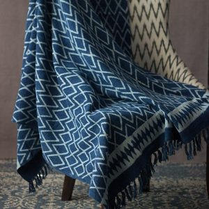 Manta de algodón de lujo con estampado de bloque de mano Indigo para decoración del hogar, venta al por mayor, para decoración de la sala de estar - Product Image 1