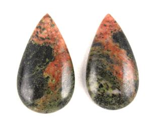 Cabochon en forme de poire lisse et jaspe unakite naturel AAA Grade 145 carats 2 pièces bijoux à bricoler soi-même pierre à dos plat pierre précieuse en vrac pour le bricolage - Product Image 5