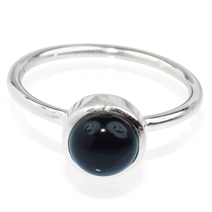 Anillos de plata de ley 925 con forma redonda de ónix negro, joyería hecha a mano de piedras preciosas, joyería de plata - Product Image 1