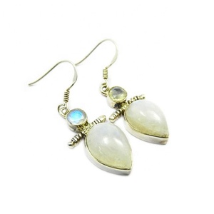 Pendientes de gota de piedra lunar de arcoíris de Plata de Ley 925 al por mayor, joyería fina colgante de oro rosa de Estilo Vintage para fiestas de boda - Product Image 1