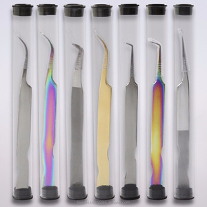 Kit de pinzas de acero inoxidable arcoíris, juego de pinzas antiestáticas para extensión de pestañas, vello Facial, cejas, arte de uñas, OEM ODM - Product Image 4
