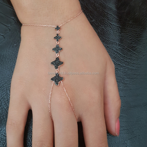 Couleur or Rose, P. Bracelet en argent Sterling 925 pour femme, gant de main, chaîne d'esclave, bagues en Zircon Han, Design artistique - Product Image 1