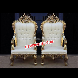 Chaise de mariage pour roi et reine à vendre, chaises en métal laiton, mariages royaux, chaises à dossier haut - Product Image 1