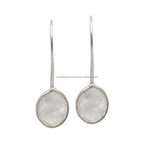 New Handmade Oval Rainbow Moonstone <b>Solid</b> 925 Sterling <b>Silver</b> Dangle <b>Earrings</b> <b>Silver</b> Plated Fashionable <b>Earring</b> For Women. - Product Image 1