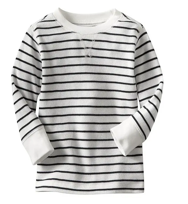 T-shirt rayé à manches longues pour filles, t-shirt rayé gaufré décontracté 2022 pas cher enfants coton polaire doublé taille unique JERSEY