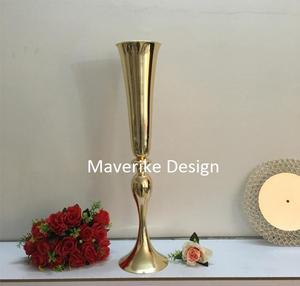 Jarrones dorados de flores altas, florero de Metal decorado, centros de mesa de boda para mesas, jarrón de Pedestal, soporte para flores - Product Image 2