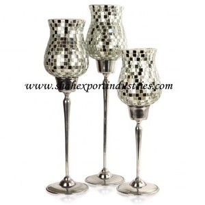 Mosaic <b>Glass</b> Hurricane Candle <b>Holder</b> Metal Candle <b>Stand</b> Vase Eco-Friendly Christmas Home Decor Gift - Product Image 2