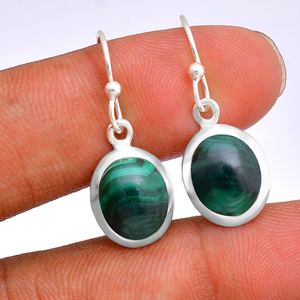 Pendientes Colgantes de Plata de Ley 925 con Piedra Preciosa de Malaquita Verde Ovalada, Hechos a Mano, Regalo de Moda para Fiestas, Bodas y Aniversarios - Product Image 3