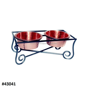 Stainless Steel Dog Bowl With Decorative Wrought Iron <b>Stand</b> - Product Image 6