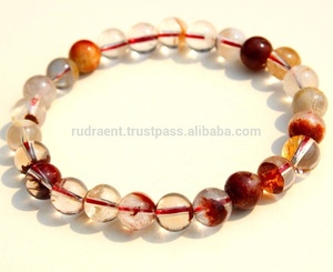 Pulsera Elástica de Cuentas Redondas Lisas de Cuarzo Fantasma Rojo de 8 mm, Regalo Unisex Bohemio, Personalización Natural Disponible - Product Image 5