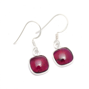 Cushion Cab Red Garnet <b>Sterling</b> <b>Silver</b> Hook <b>Dangle</b> <b>Earrings</b> Jewelry Trendy Fashionable <b>Earring</b> for Women. Manufacture by CDP - Product Image 1