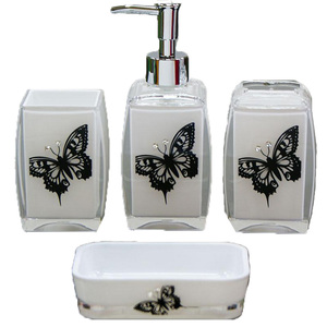 Juego de baño de acrílico cuadrado elegante con diseño de mariposa para Baño - Product Image 1