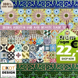 Azulejos de Cemento Encaustico Hechos a Mano en Marruecos, Textura Sólida, Diseño Mediterráneo, Resistentes al Desgaste, para Uso en Interiores de Habitaciones de Hotel, 200x200mm - Product Image 2