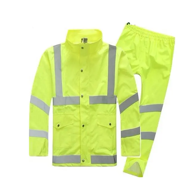 Riflettenti di Sicurezza Ad alta Visibilità Abbigliamento Impermeabile 100% Poliestere Giacca di Colore Giallo Impermeabile Con Il Formato Su Misura