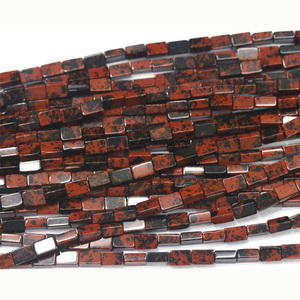 Cuentas rectangulares de alta calidad, cuentas de obsidiana de caoba, collar de cristal para mujer, joyería cuadrada, cuentas de piedras preciosas, proveedor de fabricación de joyas - Product Image 1