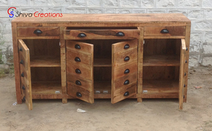 Aparador de Cocina de Madera de Mango Maciza de Estilo Antiguo Ecológico, Mueble Duradero para el Hogar - Product Image 3