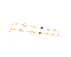 Pulseras de moda hechas a mano de plata esterlina con múltiples piedras preciosas con baño de oro y plata (SAC 20920) - Product Image 2