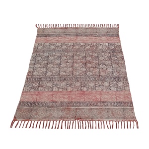 ขายส่งพรมทอมือขนาด4X6ฟุต,พรมผ้าฝ้ายสไตล์โบโฮโบราณ,พรมปูพื้นพิมพ์ลายบล็อก - Product Image 4