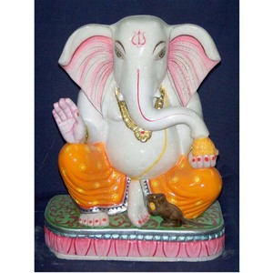 Hermosa Estatua de Mármol Blanco Hecha a Mano del Dios Ganesh Sentado para Adoración en el Hogar y Decoración de Templos, Fabricante y Proveedor. - Product Image 4