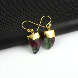Rubis Zoisite bijoux en forme de corne de galvanoplastie argent plaqué 925 boucle d'oreille en argent Sterling plaqué or - Product Image 2