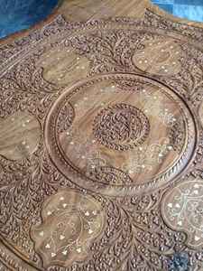 ชุดโต๊ะไม้ทำมือ ชุดโต๊ะไม้แกะสลักพร้อมเก้าอี้สี่ตัว ชุดเฟอร์นิเจอร์ไม้แกะสลัก ชุดครัวไม้ - Product Image 5