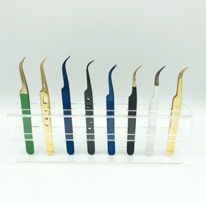 Pince à épiler professionnelle en acier inoxydable durable pour extensions de cils, plaquée or, personnalisable, semi-courbée, pointe isolante - Product Image 2