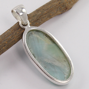 Larimar naturel en argent sterling 925 avec pendentif en pierre précieuse topaze bleue cadeau pour hommes et femmes pendentif fait main - Product Image 2