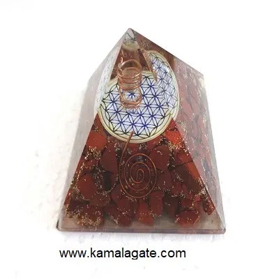 wholesale Red Jasper Gemstone Orgonite Pyramid Reiki Charged Pyramid with Crystal healing pyramid for sale