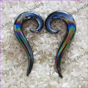 [GB-116] Custom Made Hoge Kwaliteit Pyrex Glas Oordopjes Spiraal Geanodiseerd Regenboog Body Piercing Stekkers Sieraden