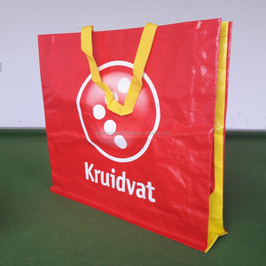 Bolsas de Compra Reutilizables Profesionales de PP Tejido con Asas de Cinta de PP de Color Personalizado y Construcción de Costura - Product Image 1