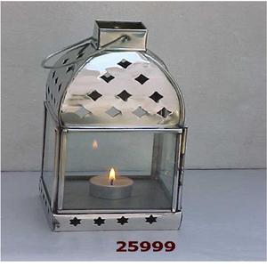 Square Base Dome Top Stainless Steel Tealight <b>Lantern</b> for Home Decoration - Product Image 1