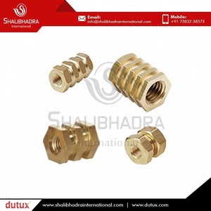 Insertos hexagonales métricos de latón – Tuercas moleteadas de alto rendimiento con rosca M3 UNC, acabado pulido estañado - Product Image 4