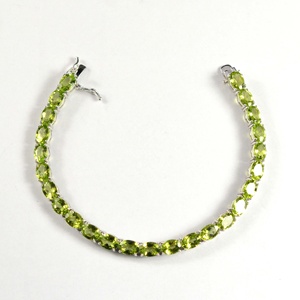 Pulsera de Tenis al por Mayor de Joyería Artesanal en Plata de Ley 925 con Gema de Peridoto Natural - Product Image 1