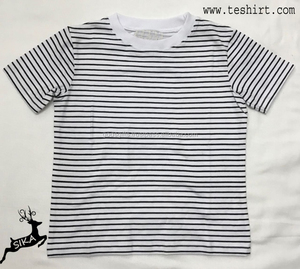 T-shirt à col rond en coton de qualité supérieure pour enfants Motif imprimé à rayures teintes en fil Taille Plus Vente en gros pas cher Fabricant indien Tirupur - Product Image 2