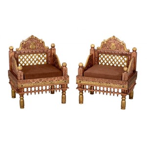 <b>Wooden</b> Traditional Indian Pakistan Sofa Set, Folk Art Village Sofa <b>Chair</b> Set, Fancy Color India Pakistani Sofa <b>Chairs</b> Table - Product Image 3