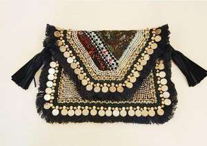 วินเทจ Banjara ผ้าและเหรียญปอกระเจาคลัทช์ - Product Image 2